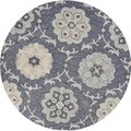 Lr Resources LR Resources VICTO81582GRY4ARD 4 ft. x 10 in. Round Floral Garden Area Rug; Deep Gray & Blue VICTO81582GRY4ARD